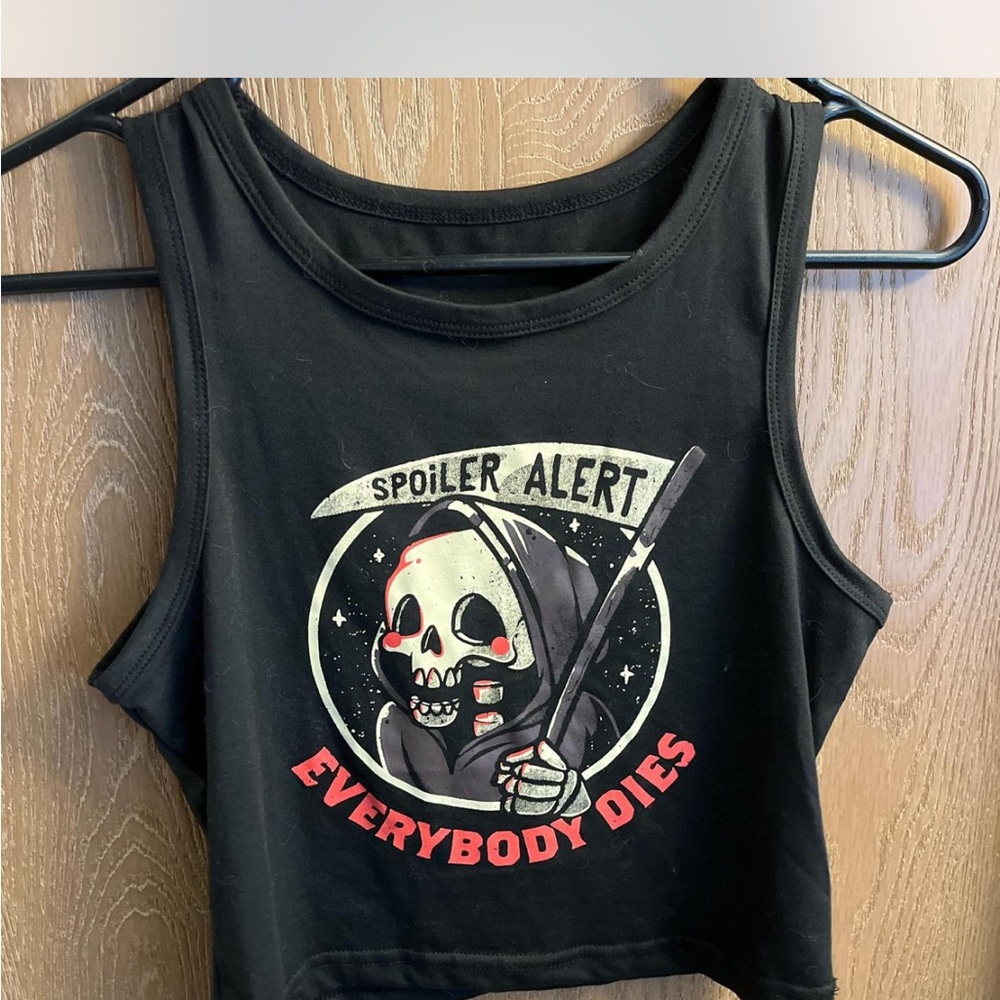 Black Graphic cropped tang top